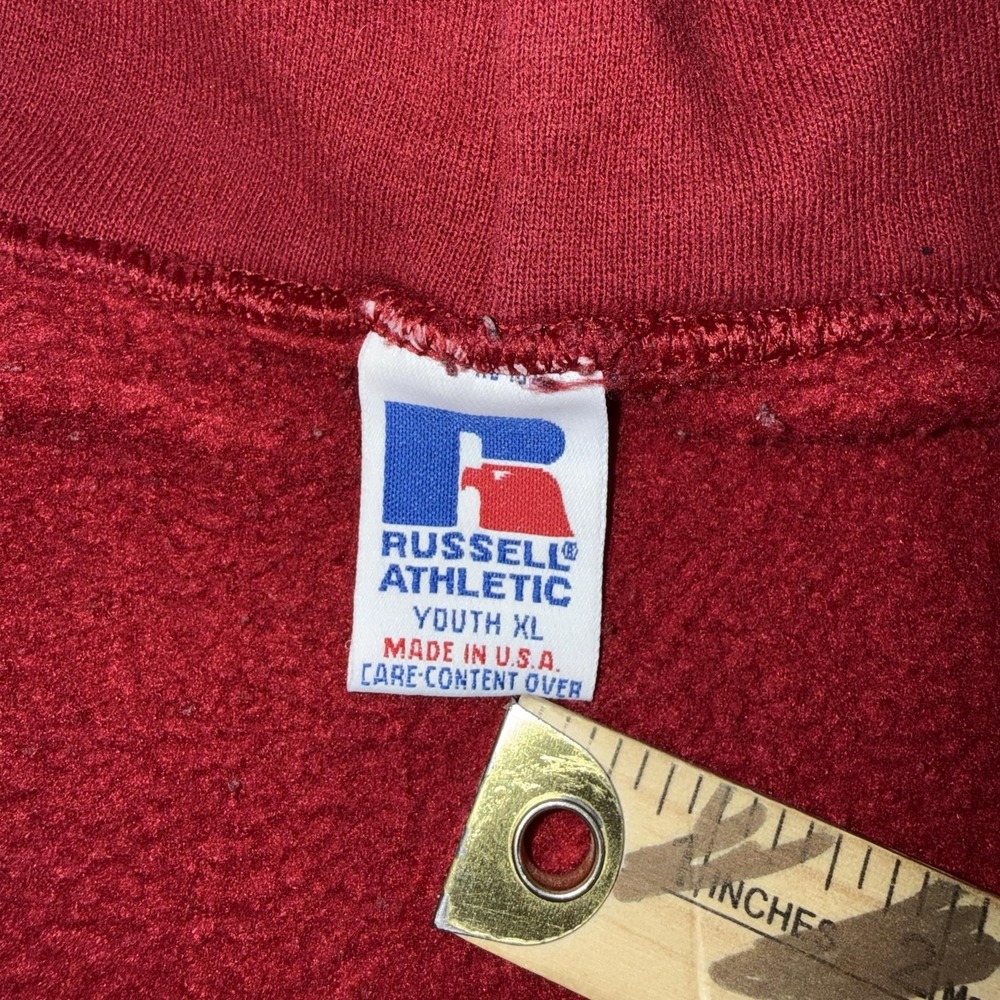Vintage Russell Athletic Hoodie Youth XL Red Full Zip Fleece FS Logo Made USA - Picture 8 of 13